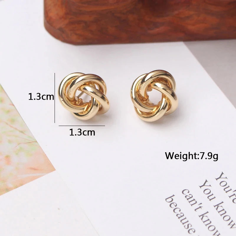Gold Color Twisted Wire Geometric Earring Stud For Women Silver Color Simple Design Fashion Girl Post Earring Daily Wear Jewelry