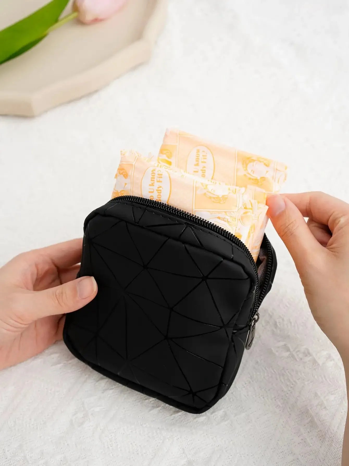 PU Leather Waterproof Organizing Bag, Jewelry Bag, Portable Monthly Bag, Women's Outdoor Sanitary Napkin Storage Bag