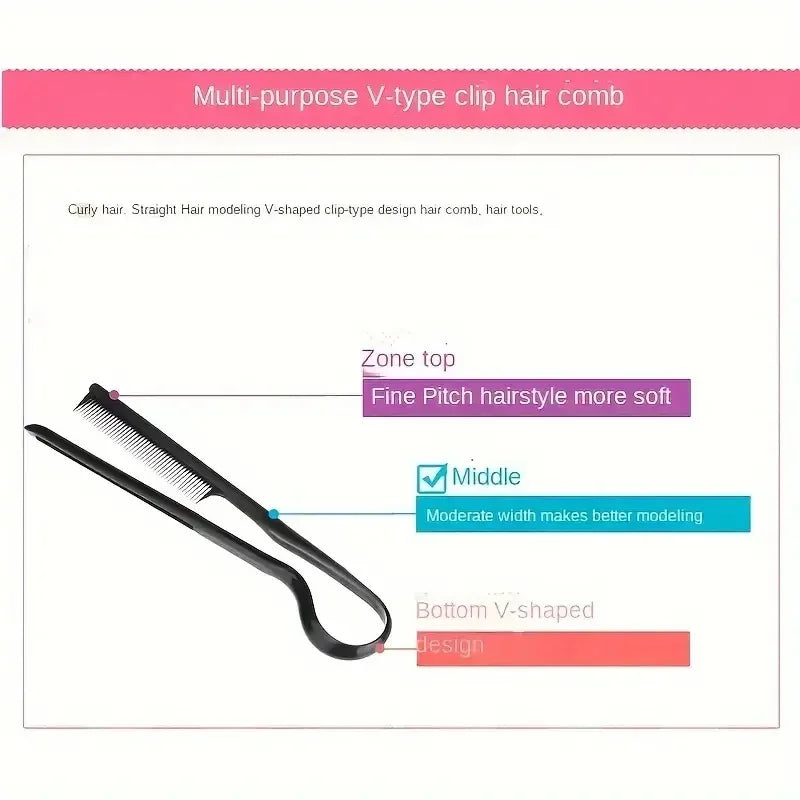Comb Hairdressing V-Comb Messy Hair Finishing Straightening Splint Comb - Hair Styling Tool Clip special for  hair wigs
