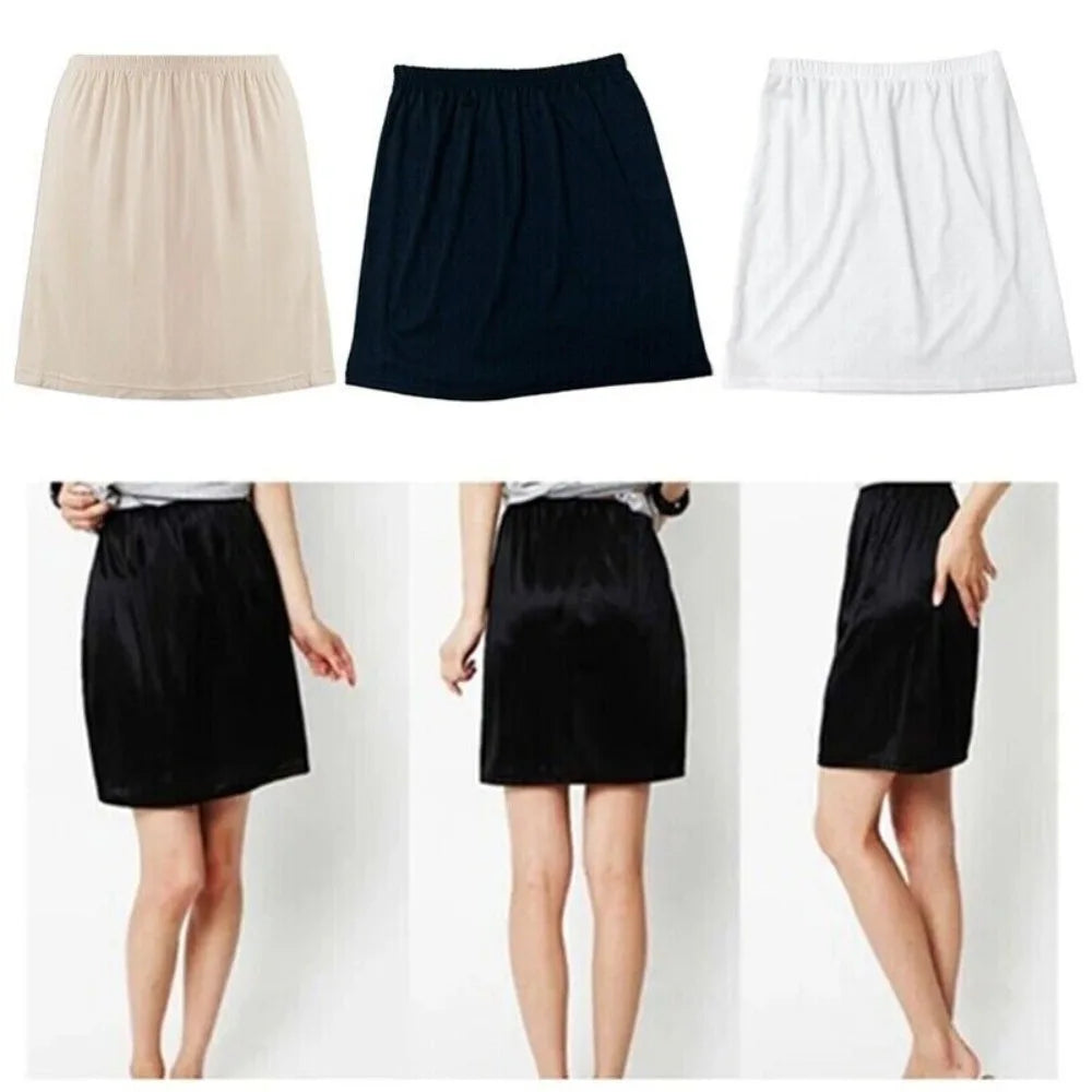 Comfortable Half Slips Under Dress Cooling Slip Skirt Lingerie Satin Skirt Women Underskirts Petticoat Cooling Summer Fashion