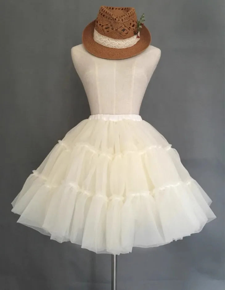 BABYONLINE Rockabilly Red Wedding Petticoat Crinoline Short Tulle Skirt Underskirt Woman Adult Tutu Half Slips Bridal Accessorie