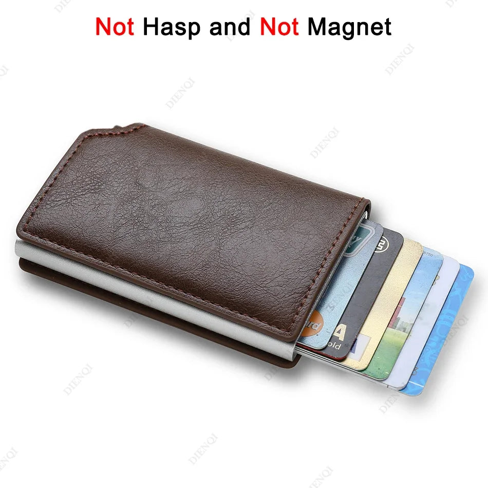 Rfid Aluminum Men Wallet Card Holders Purse Carbon Fiber Men Business Slim Thin Smart Wallet Credit Cardholder Case Note Holder