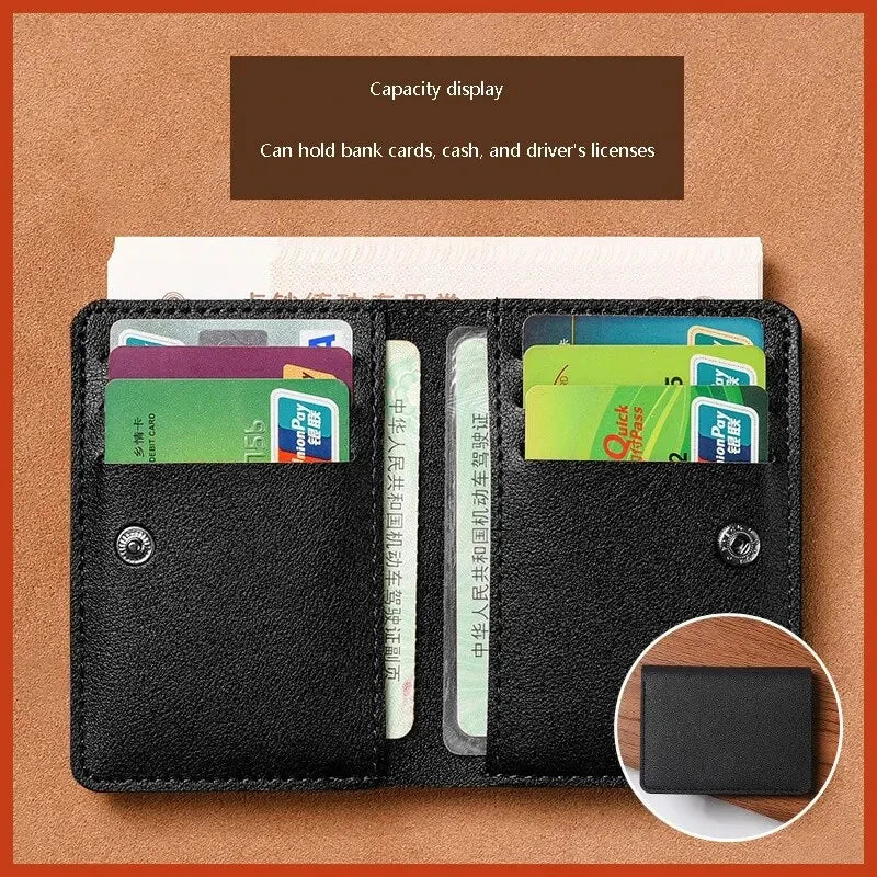2024 New Women's Wallet Simplified Folding Button Small Wallet Driver's License Card Bag Male Student Soft Leather Wallet