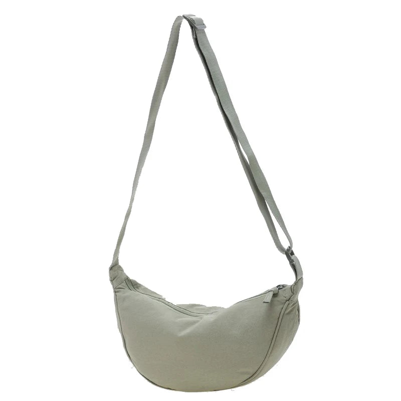 New Simple and Casual Solid Color Nylon Large Capacity Women's Dumpling Bag Shoulder Bag for Travel and Commuting