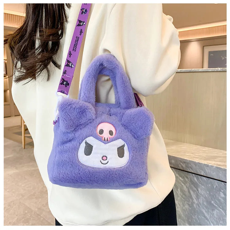 Sanrio Bag Kawaii Kuromi Cinnamoroll My Melody Cartoon Anime Plush Handbag Cosmetic Bag Travel Storage Bag Women Girl Gifts