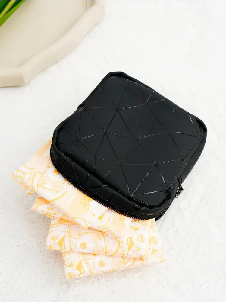 PU Leather Waterproof Organizing Bag, Jewelry Bag, Portable Monthly Bag, Women's Outdoor Sanitary Napkin Storage Bag