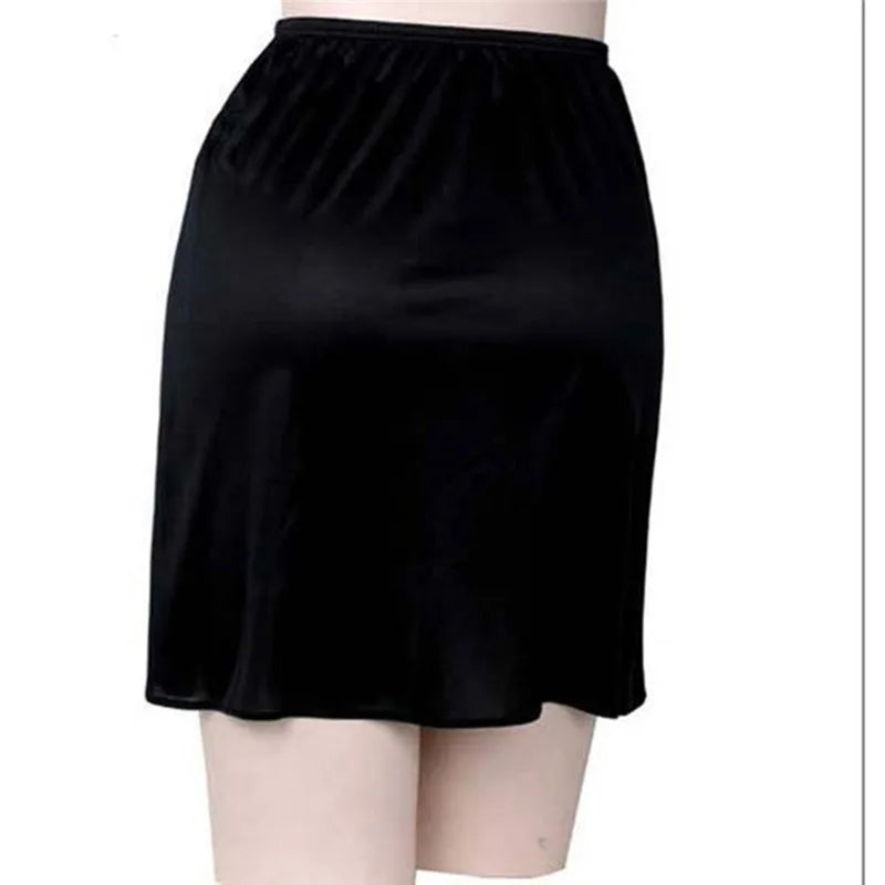Satin Underskirt Half Slips Dress for Women Summer Thin  High Waist Elastic Anti-Penetrating Underskirt Lining Petticoat