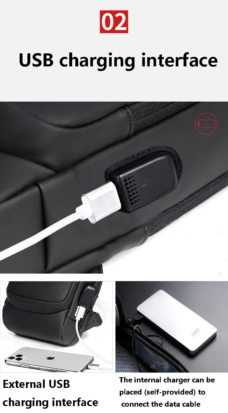 Desinger Multifunction Anti-theft USB Shoulder Crossbody Bag Travel Sling Pack Messenger Pack Chest Bag Male Luxury Brand Men