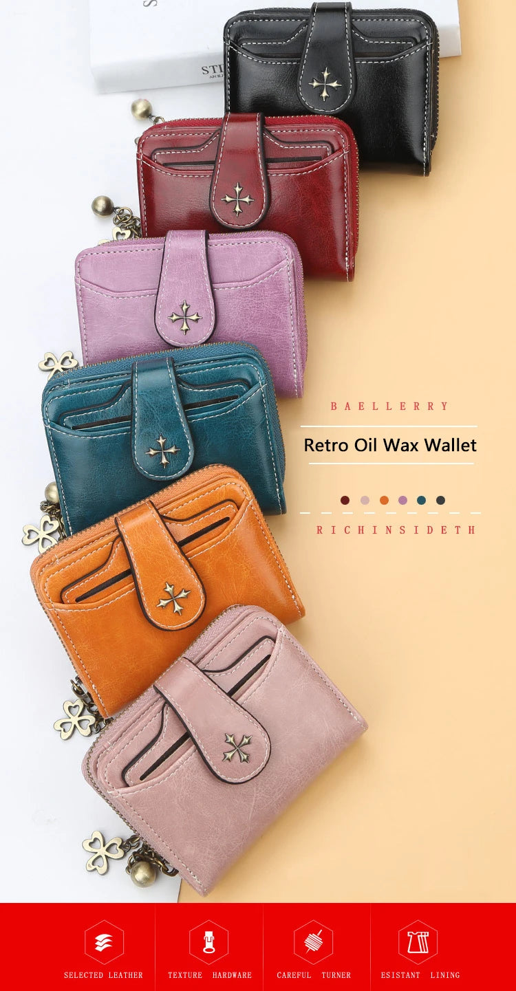2023 New Women Wallets Fashion Short PU Leather Top Quality Card Holder Female Zipper Purse