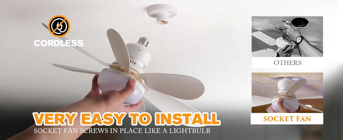 LED 30W ceiling fan light E27 with remote control for dimming, suitable for living room, study, household use, 85-265V
