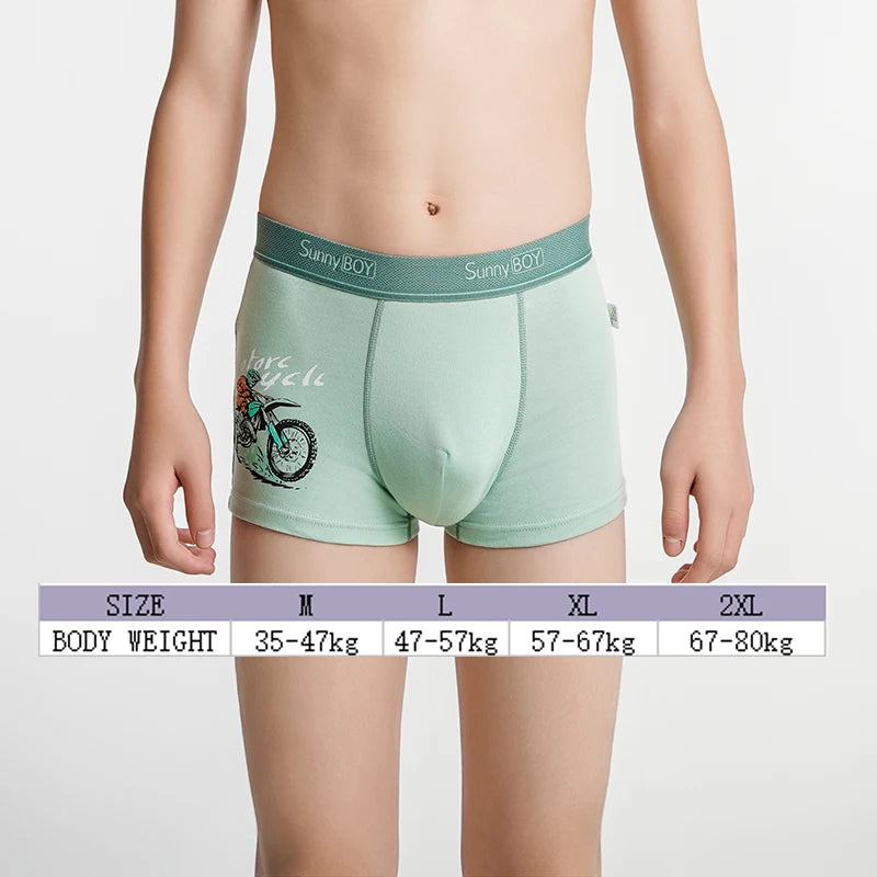 4pcs Big Size Children Boys Panties Cotton Motor Cool Cartoon Print Boxers Kid Boy Briefs Student UnderWear Underpanties M-2XL