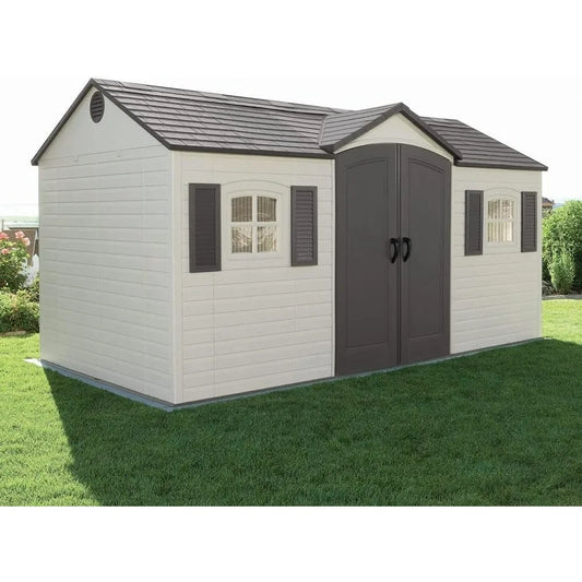 Outdoor Storage Shed 8 X 15 FT, Shed and Lockable Steel-Reinforced Doors for Added Security Protected By Double Wall UV Rays