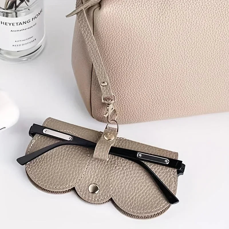 Litchi Embossed Glasses Cover Cute Hanging PU Leather Sunglasses Reading Glasses Storage Bag Portable Travel Eyewear Holder