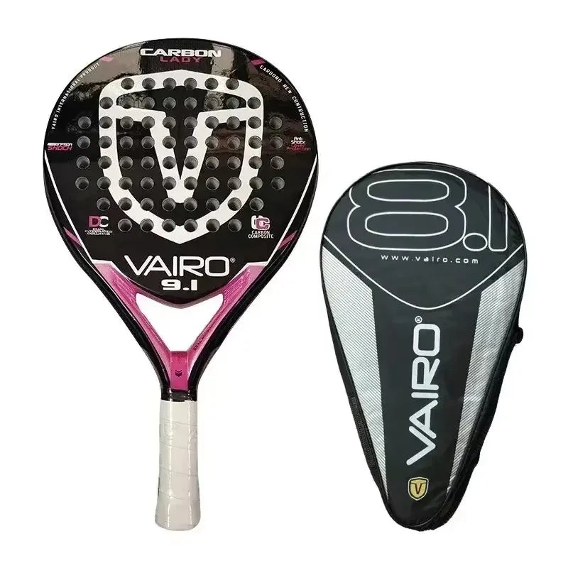 Carbon Fiber Padel Tennis Racket, Rough Surface, Diamond Shape, High Balance, EVA, Soft Memory, Sports Paddle Racquet