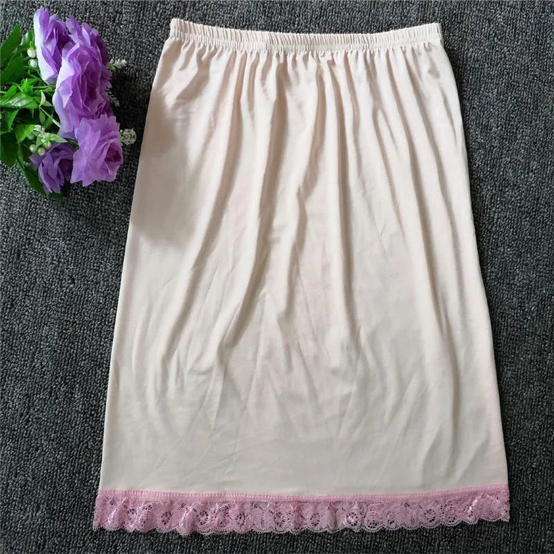 Satin Underskirt Half Slips Dress for Women Summer Thin  High Waist Elastic Anti-Penetrating Underskirt Lining Petticoat