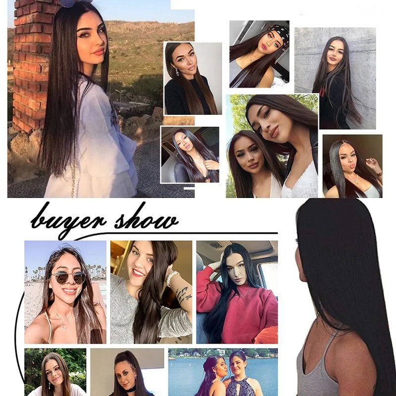 Synthetic 24Inch 16 Clips in Hair Extensions Long Straight Hairstyle Blonde Black Hairpieces Heat Resistant False Hair Daily Use