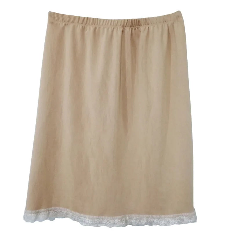 Satin Underskirt Half Slips Dress for Women Summer Thin  High Waist Elastic Anti-Penetrating Underskirt Lining Petticoat