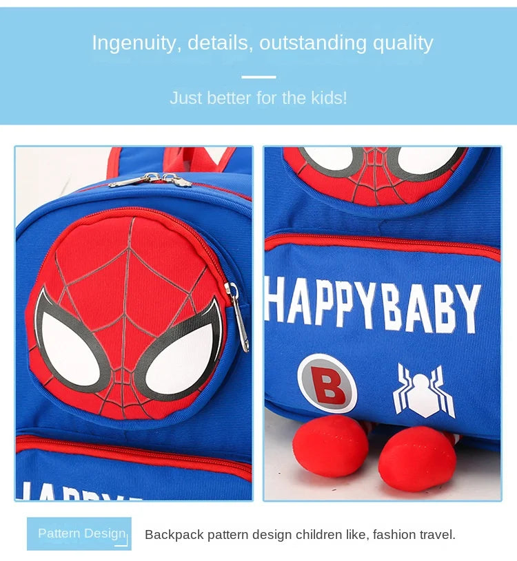 Spiderman Backpacks Super Heroes Student School Bag Cartoon 3d Stereo Kindergarten Backpack Children's Travel Bag Gift