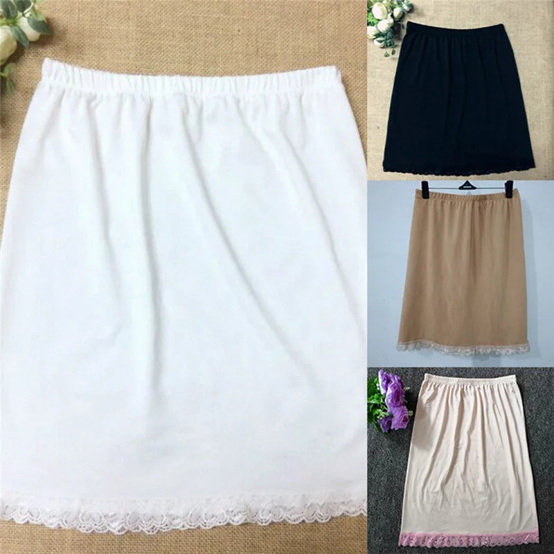 Satin Underskirt Half Slips Dress for Women Summer Thin  High Waist Elastic Anti-Penetrating Underskirt Lining Petticoat