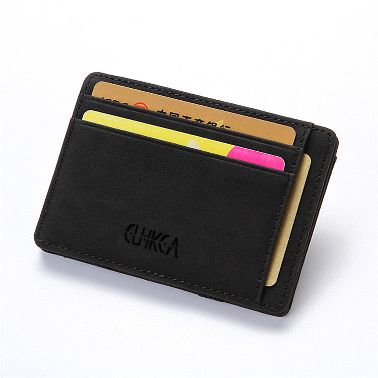 Men Ultra Thin PU Leather Mini Small Magic Wallet with Zipper Coin Pocket Purse Women Pouch Plastic Credit Bank Card Case Holder