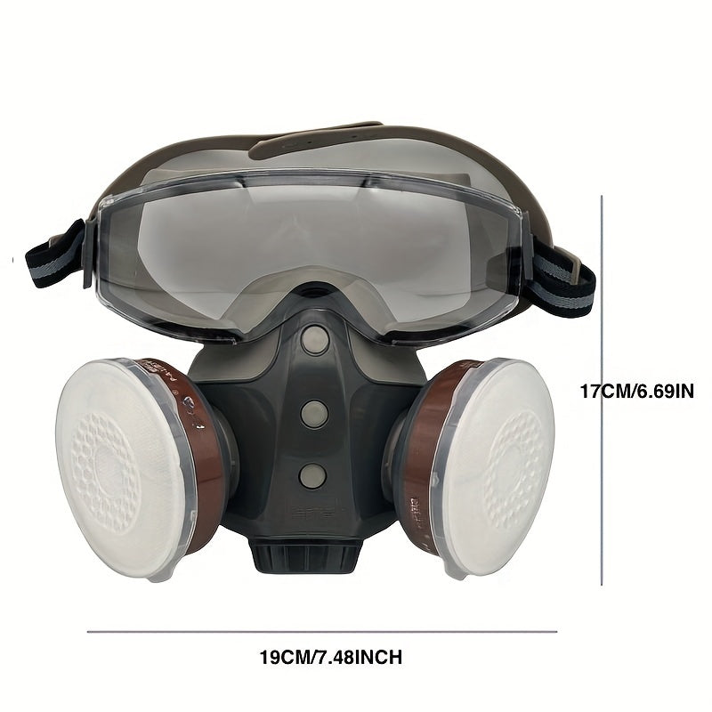 Enhanced Visibility, Reusable Respirator Kit with Anti-Fog Goggles - Hypoallergenic, Dust & Chemical Protection for Painting, Industrial Work, and Pesticide Application
