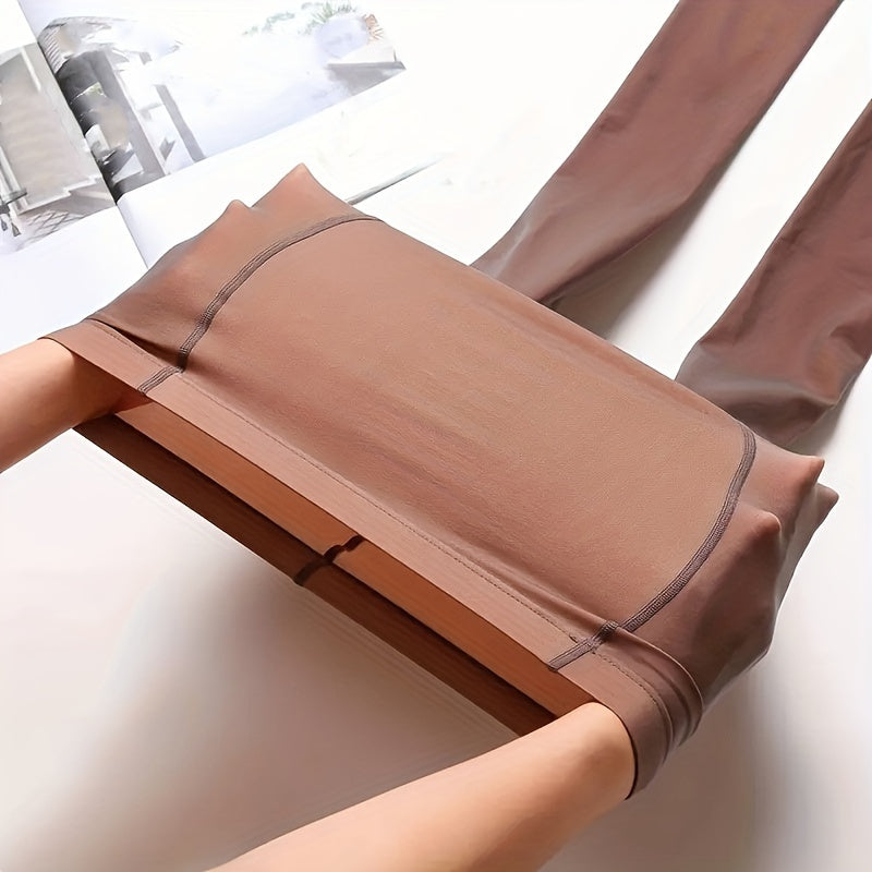 Fake Translucent Pantyhose, Non Fleece High Waist Anti-snag Slim Pantyhose, Women's Stockings & Hosiery