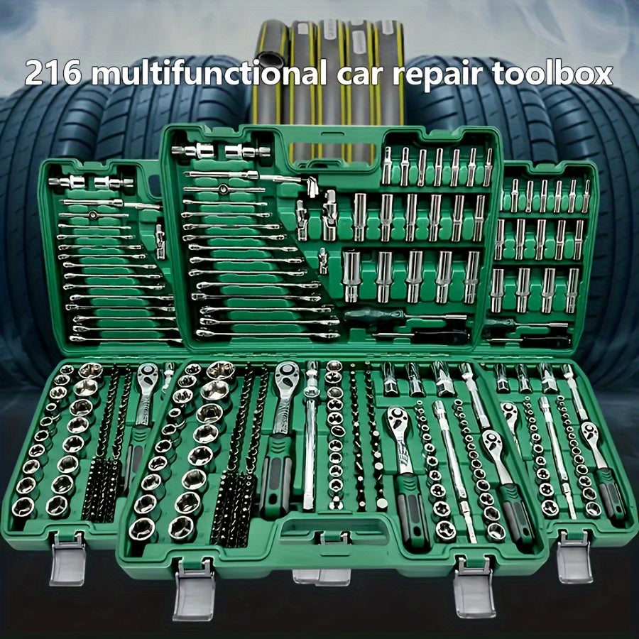 216/53/46pcs Professional Ratchet Toolset - Multi-functional Industrial Maintenance Kit with Torque Wrench, Screwdriver And Portable Repair Essentials for DIY Enthusiasts And Mechanics