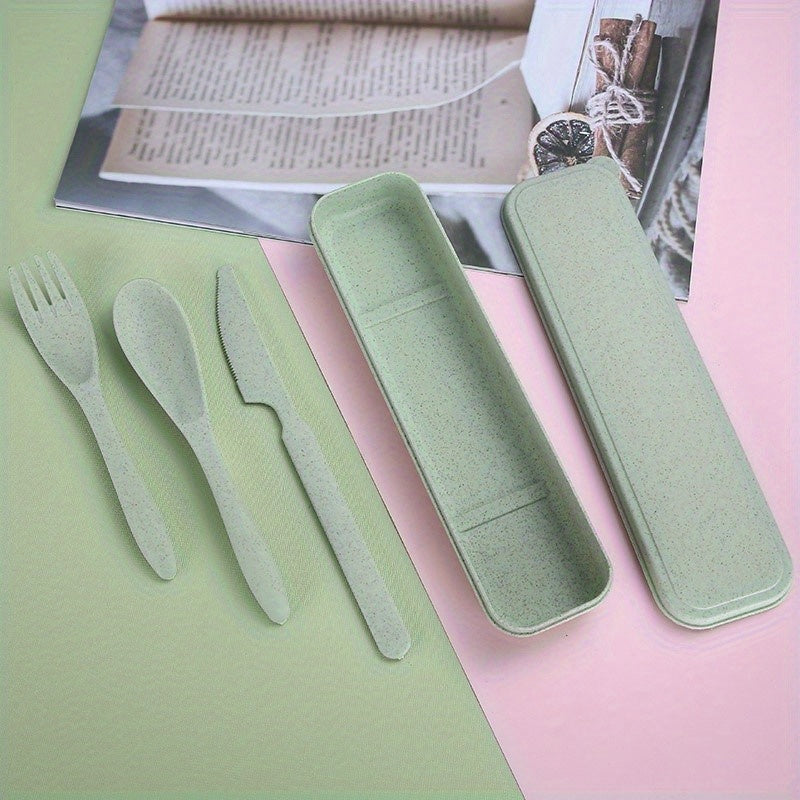 3 In 1 Camping Utensil Set - Reusable Utensils Set With Case, Travel Utensils, Portable Utensils Set - Plastic Case - For Outdoor Enthusiasts & Travelers - Perfect for Camping, Picnics & Everyday Use