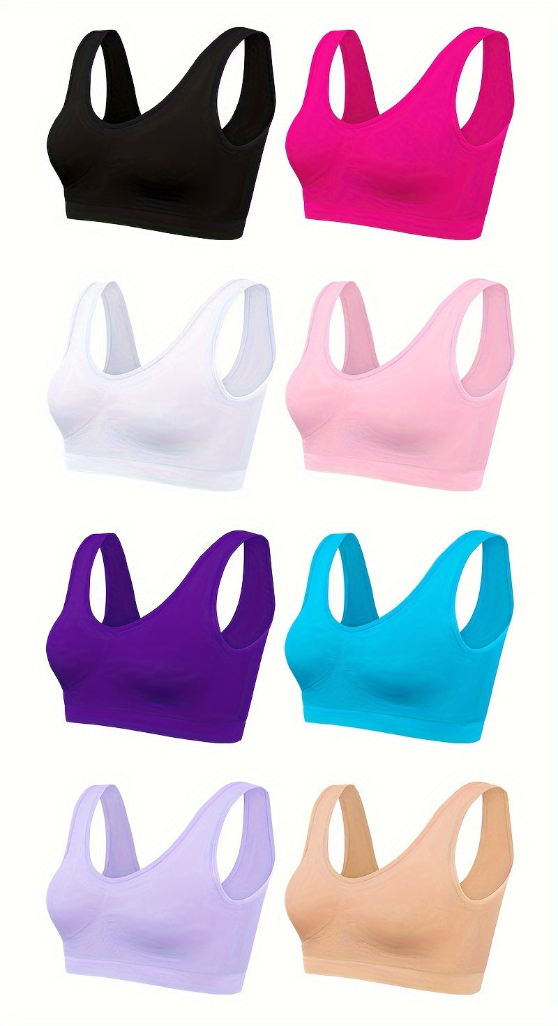 Comfortable 3pcs Seamless Sports Bras - Lightweight, No-Pad Design for Yoga & Fitness - Nylon Blend, Thin, Innerwear