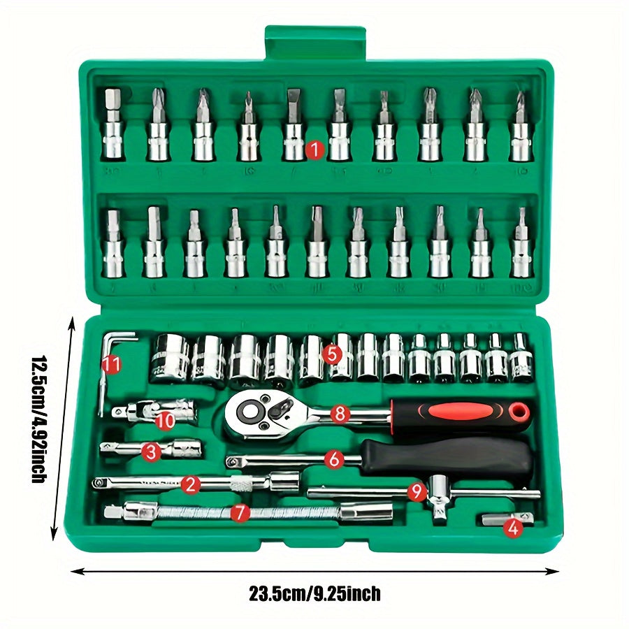 216/53/46pcs Professional Ratchet Toolset - Multi-functional Industrial Maintenance Kit with Torque Wrench, Screwdriver And Portable Repair Essentials for DIY Enthusiasts And Mechanics