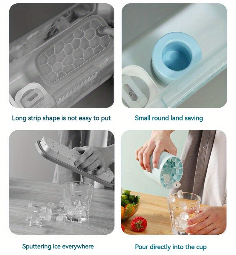 [Up to 60 Easy-Release Cubes] 1pc, Make Perfectly-Shaped Ice Cubes With This Easy-Release Silicone Ice Cube Mold - Holds Up To 60 Cubes! Kitchen Accessories