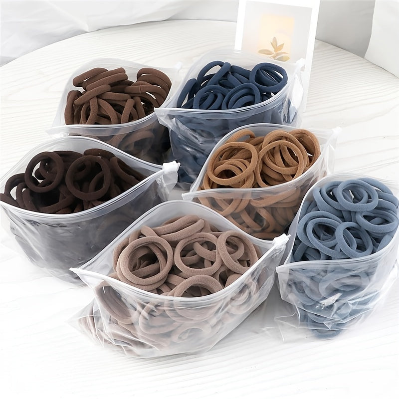50pcs/Set Women   Basic Hair Bands 4cm Simple Solid Colors Elastic Headband Hair Ropes Ties Hair Accessories Ponytail Holder