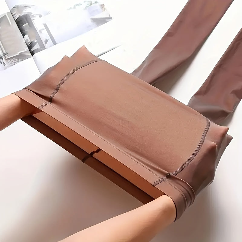 Fake Translucent Pantyhose, Non Fleece High Waist Anti-snag Slim Pantyhose, Women's Stockings & Hosiery