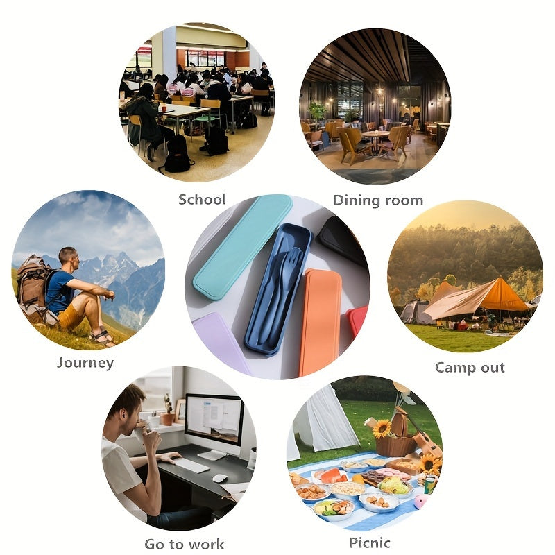 3 In 1 Camping Utensil Set - Reusable Utensils Set With Case, Travel Utensils, Portable Utensils Set - Plastic Case - For Outdoor Enthusiasts & Travelers - Perfect for Camping, Picnics & Everyday Use