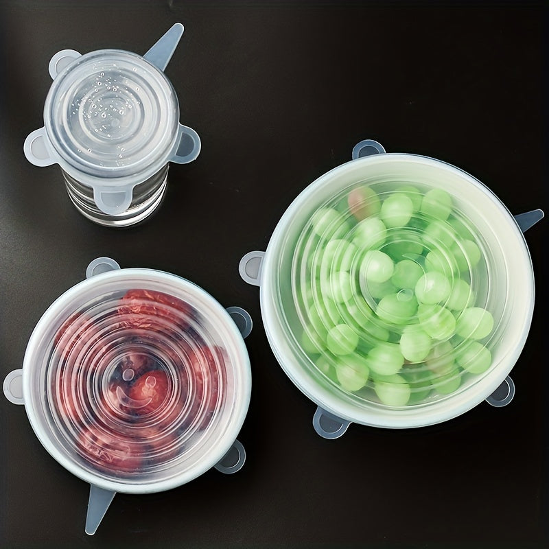 6-Pack Silicone Elastic Lids, Reusable Durable Food Storage Bowl Covers, BPA-Free, Dishwasher & Freezer Safe, Kitchen Accessories