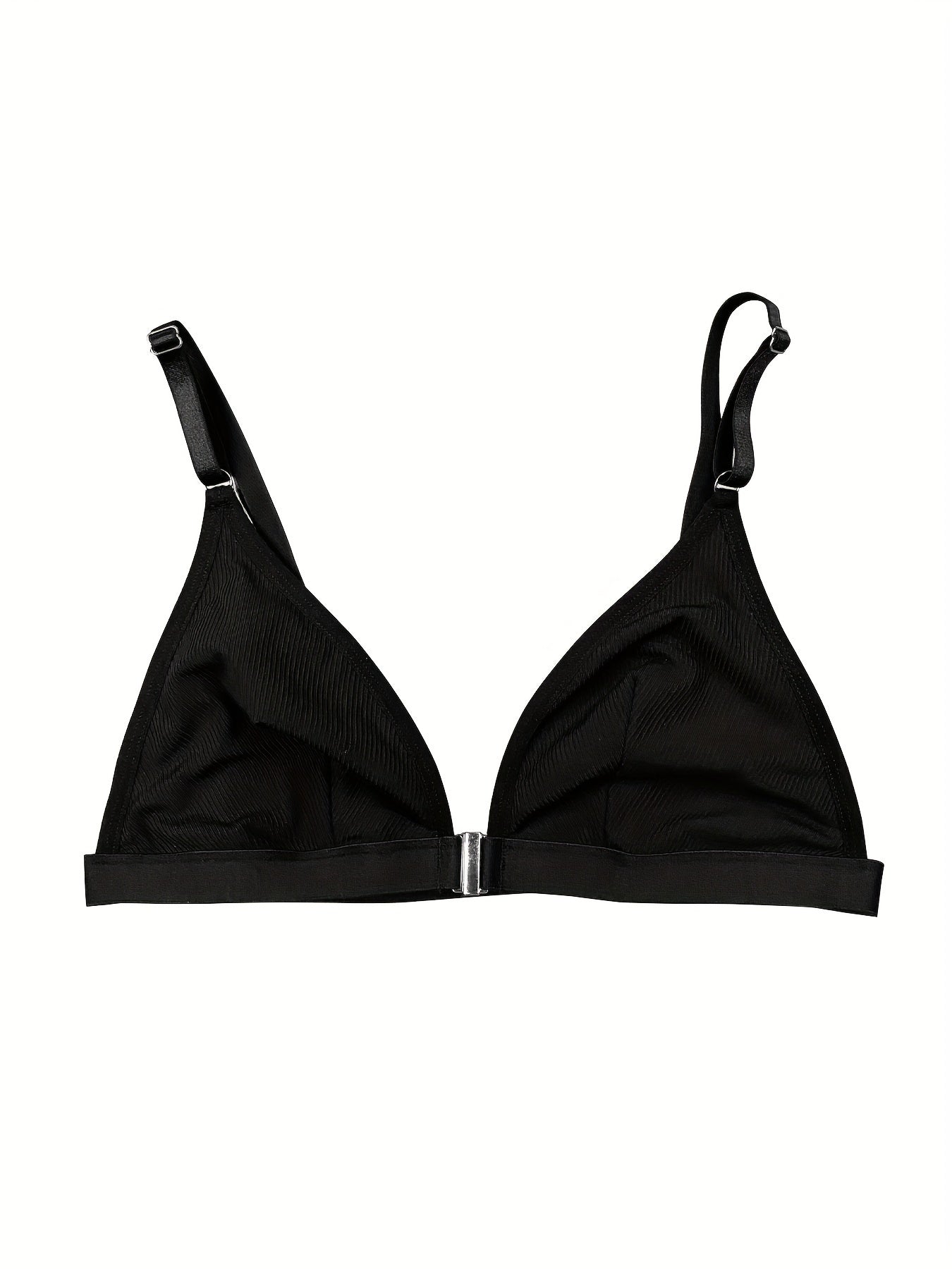 Front Buckle Wireless Bra, Comfy & Breathable Plunge Bra, Women's Lingerie & Underwear