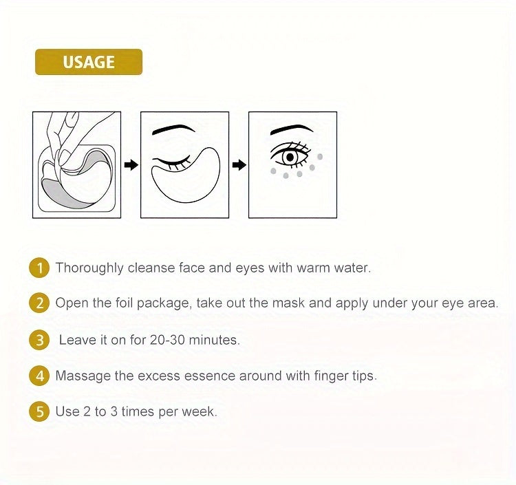 [Golden Under Eye Crystal Mask] Hydrating Eye Care Under Eye Crystal Mask Golden Under Eye Patches For Women and Men