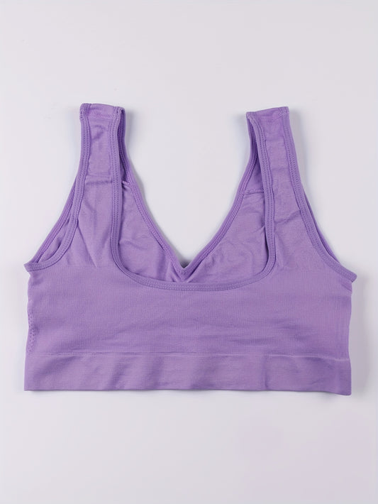 8pcs 8-Piece Plus Size Seamless Sports Bras, Wide Strap Comfy Breathable Bralette for Activewear