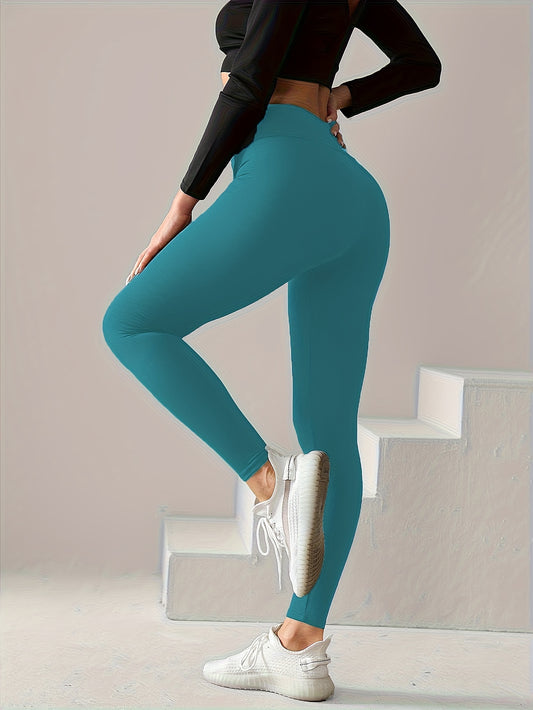 High Waist Slim Fit Shape Your Body Yoga Sports Leggings, Stretchy Bike Pants For Women's Activewear