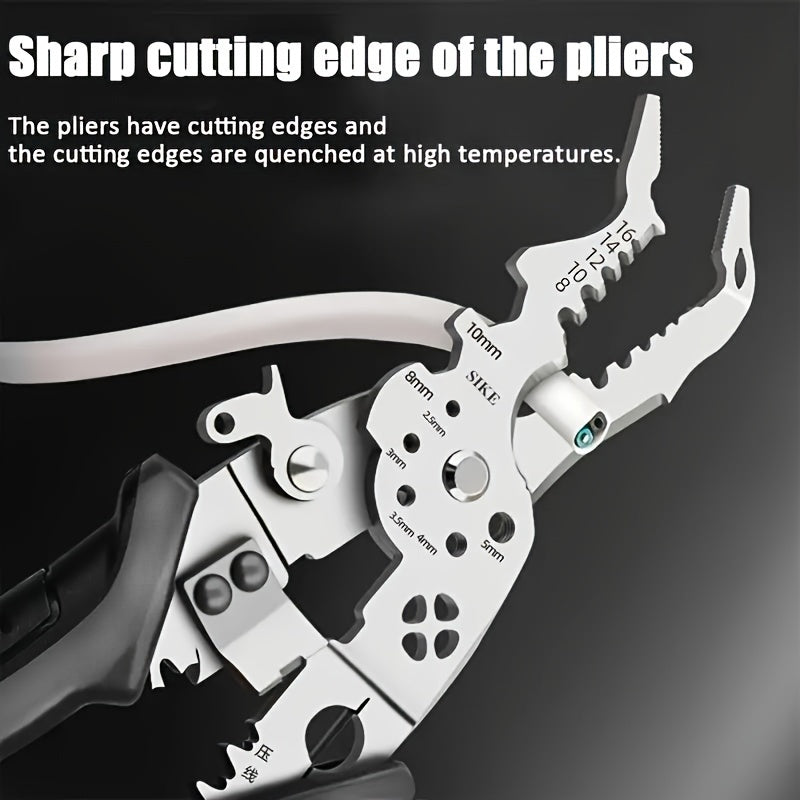 Industrial-Grade Multi-Function Wire Stripper with Non-Slip Grip - Copper Cutting, Crimping & Stripping Pliers for Electricians