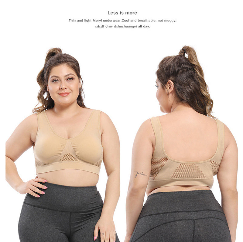 [Gentle Care] Plus Size Seamless Sports Bra for Women - Purple, Breathable Mesh Fabric, Push-Up with Removable Pads, Comfort Fit Vest Style, Sizes 36XL to 40XL, Plus Size Bra