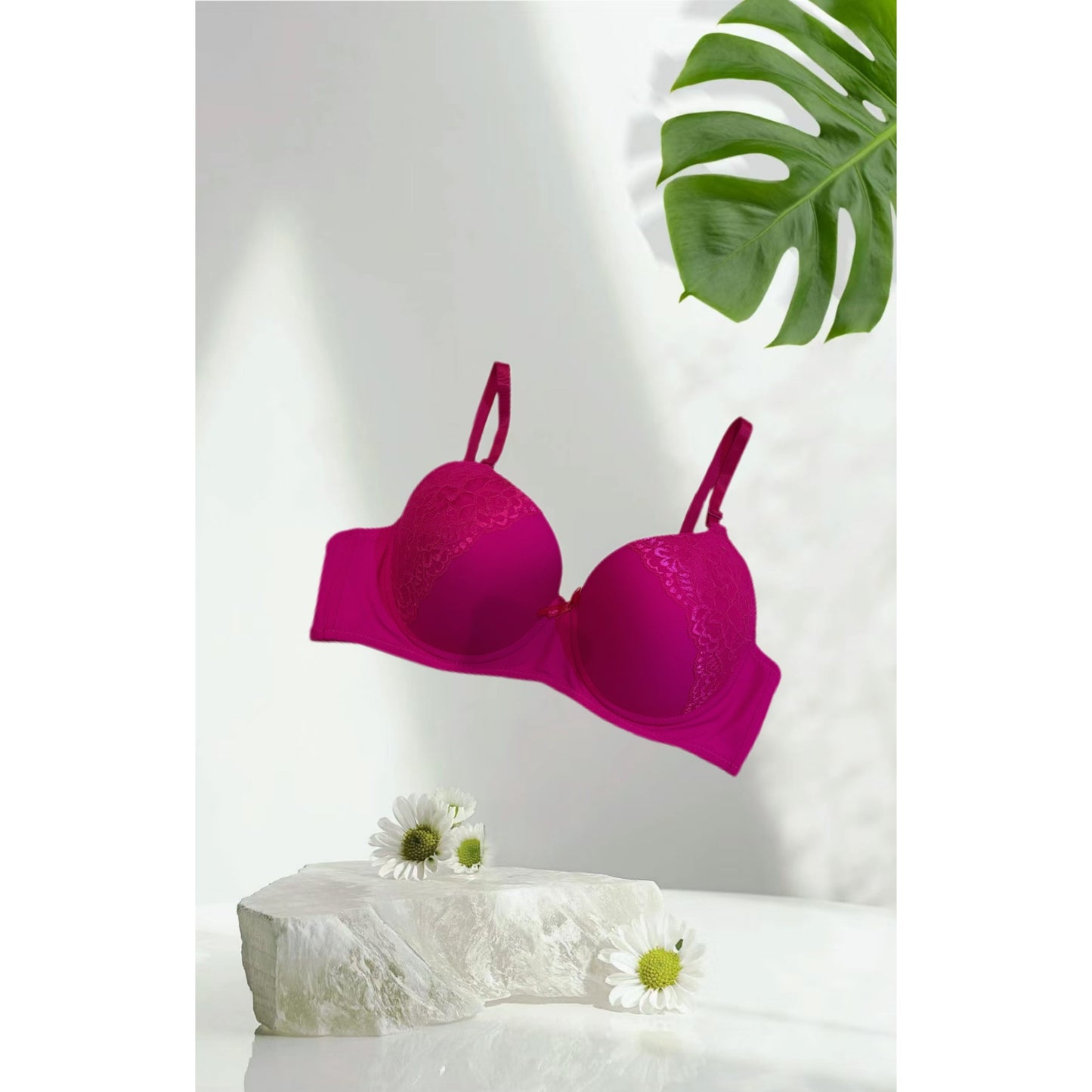 2405# Women's Everyday Bra Classic Push Up Underwire Everyday Soft Lace Padded Solid Color Bras A 、B 、C、D、DD、Cup
