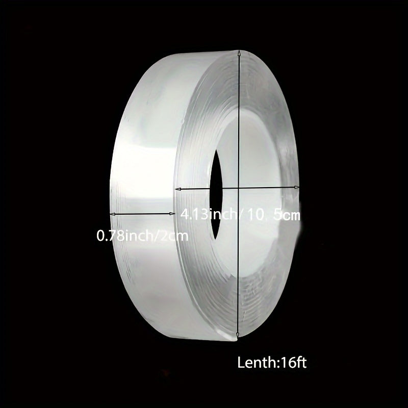 Heavy Duty Double Sided Nano Tape - Reusable, Traceless, Strong, Sticky, Removable, Washable, Clear Mounting Strips for Home, Office, Car - 1 Roll, Multipurpose Paste Items